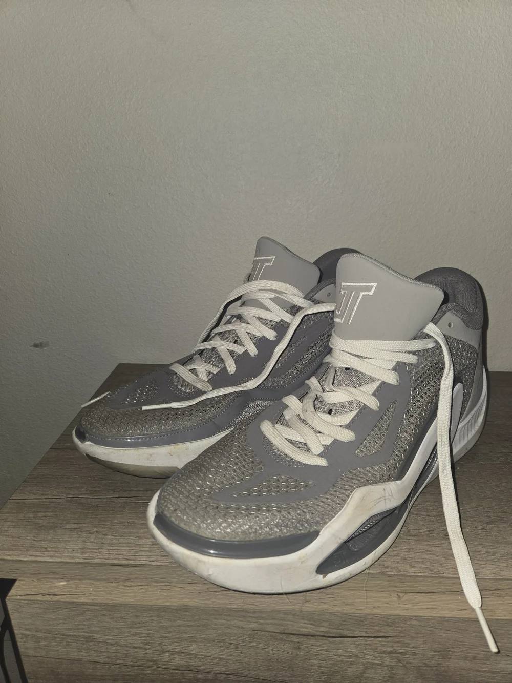 Jordan Men's Athletic Sneakers in Gray and White